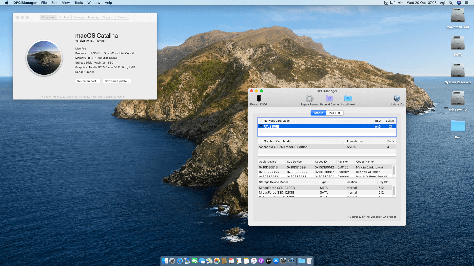 Success Hackintosh macOS Catalina 10.15.7 Build 19H15 in Magix H55 + Intel Core i7 870 + Nvidia GT 740